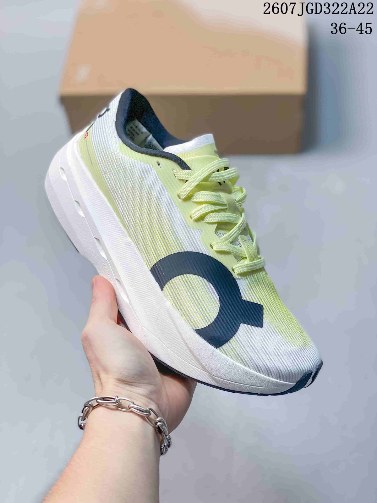 On Cloudboom Running Shoes in Volt and White