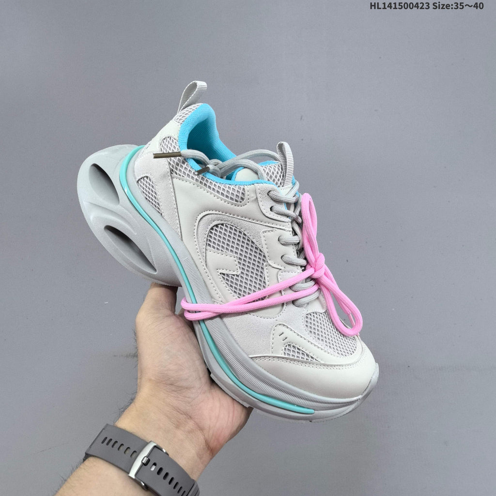 GG-CC Retro Low-Top Sneakers, Chunky Sole, White and Silver