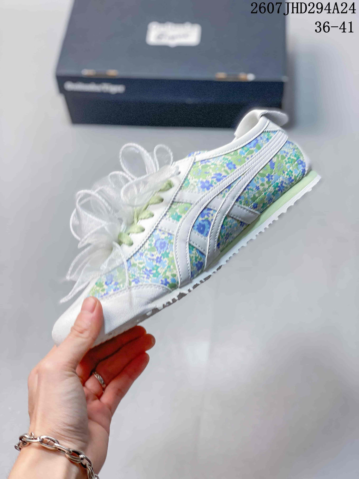 Onitsuka Tiger Mexico 66 Floral Sneakers White Green Blue 2607JHD294A24