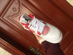 Jordan 4 Retro White and Red High-Top Sneakers