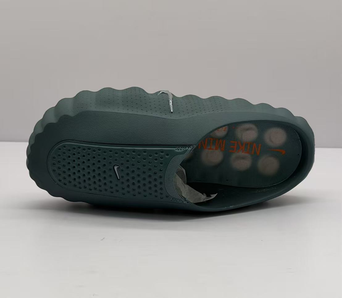 Nike Dark Green Slides with Orange Sole Details