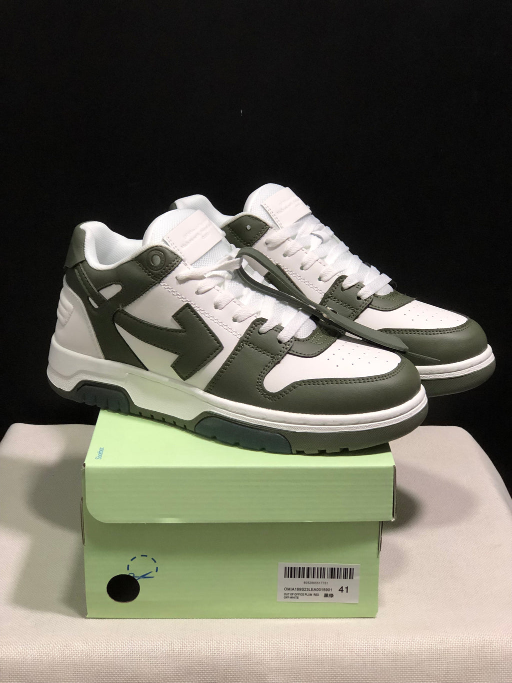 OFF-WHITE Out Of Office Low-Top Sneakers White Olive