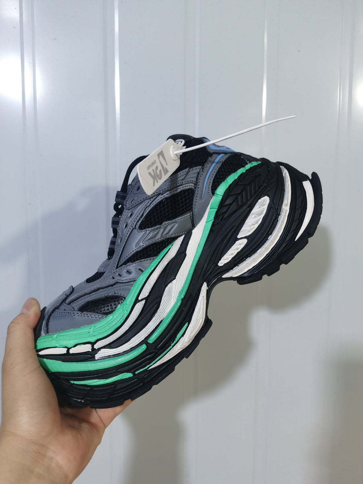 New Balance Grey Green Black Mesh Sneakers