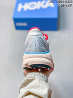 HOKA Bondi 9 Running Shoes Grey White Red Blue