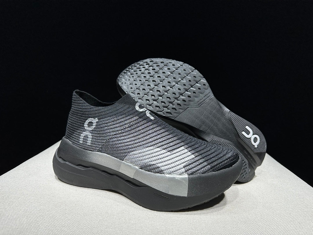 On Cloudboom Strike LS Black Silver Running Shoes