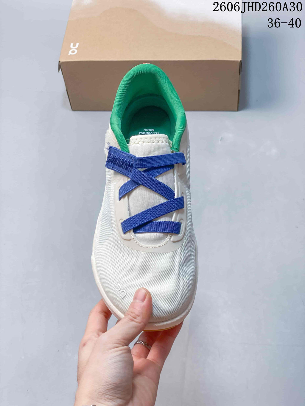 On Cloudnova Moon Sneakers, White, Blue and Green