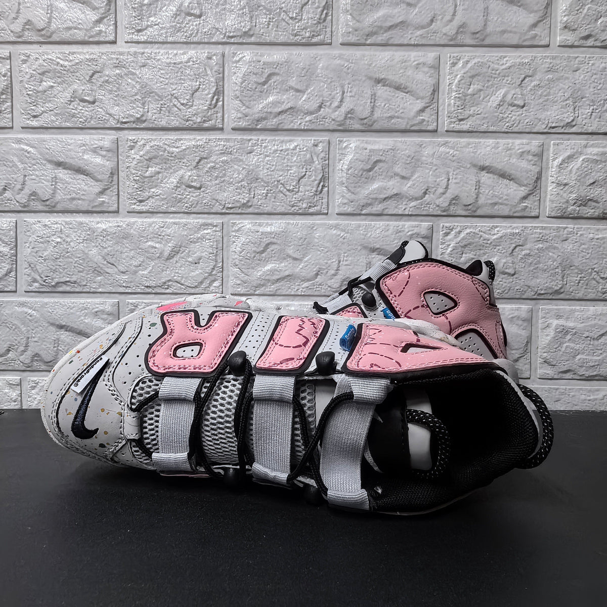 Nike Air More Uptempo Sneakers in Pink and Grey