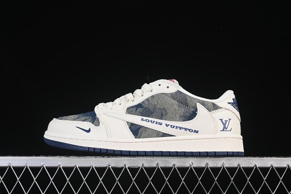 Jordan 1 Low OG SP White and Blue Denim Low-Top Sneakers
