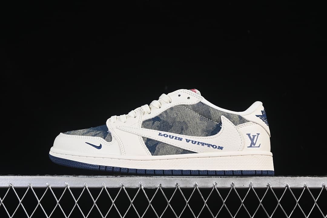 Jordan 1 Low OG SP White and Blue Denim Low-Top Sneakers