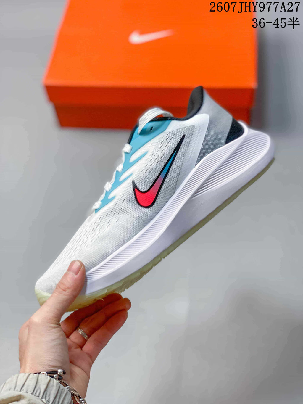 Nike Zoom Winflo 7 Men's Low-Top Running Shoes White Blue
