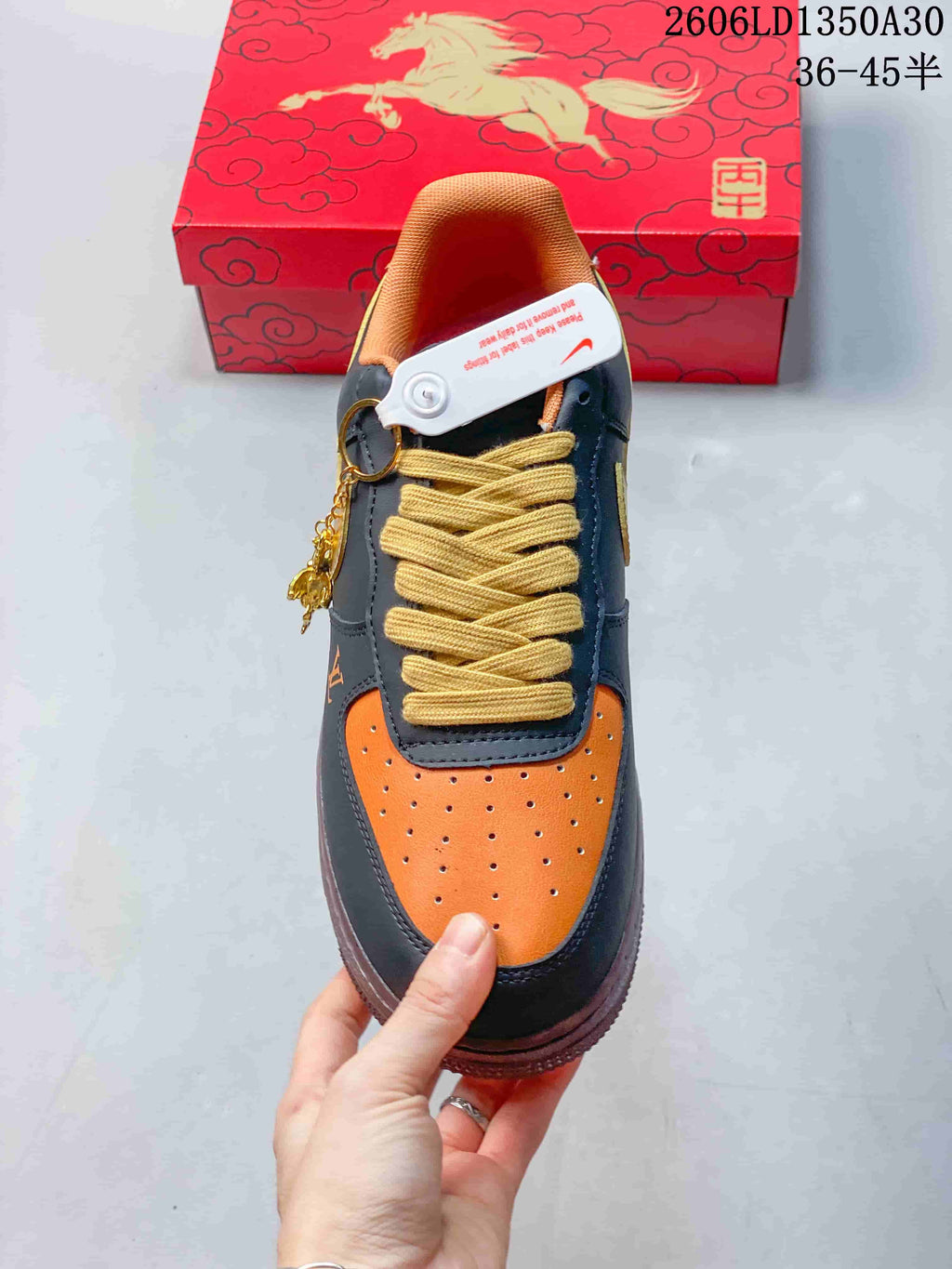 Nike Air Force 1 '07 Low Horse-Inspired Sneakers in Navy and Orange