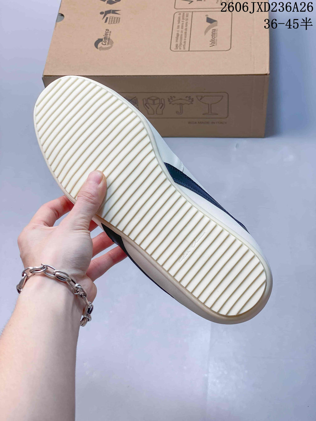 Rick Owens Concordians Low-Top Lace-Up Sneakers in White and Navy