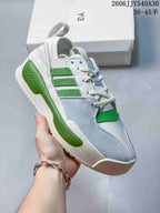 Y-3 Rivalry Sneakers in White, Green and Light Blue