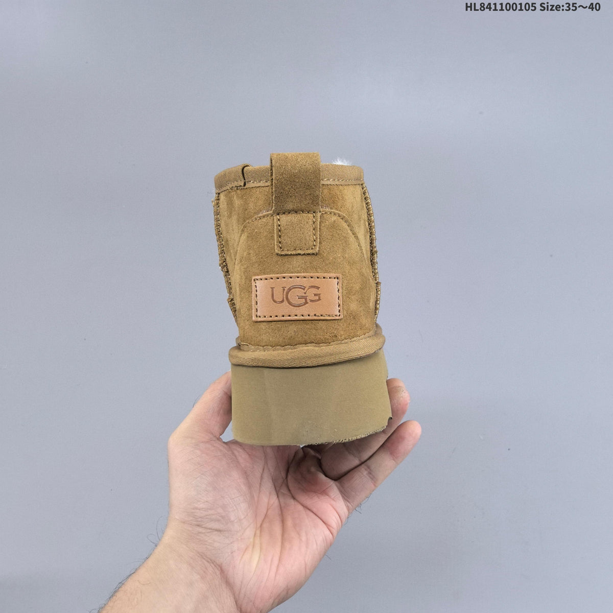 UGG-Style Mini Platform Winter Boots in Chestnut