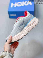 HOKA Bondi 9 Running Shoes Grey White Red Blue