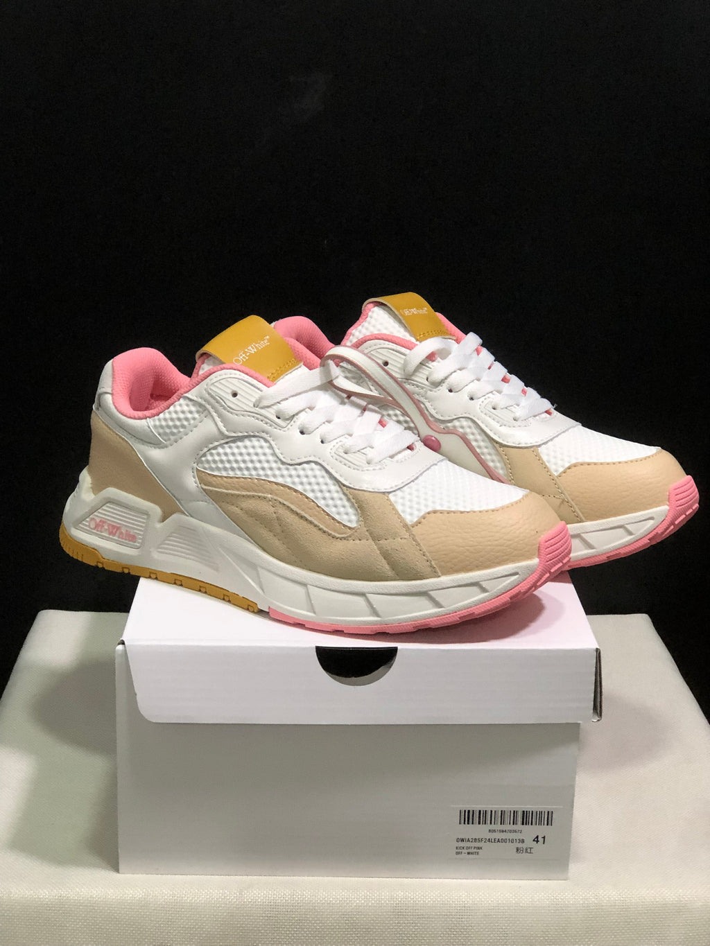 Off-White Low-Top Casual Sneakers White Beige Pink
