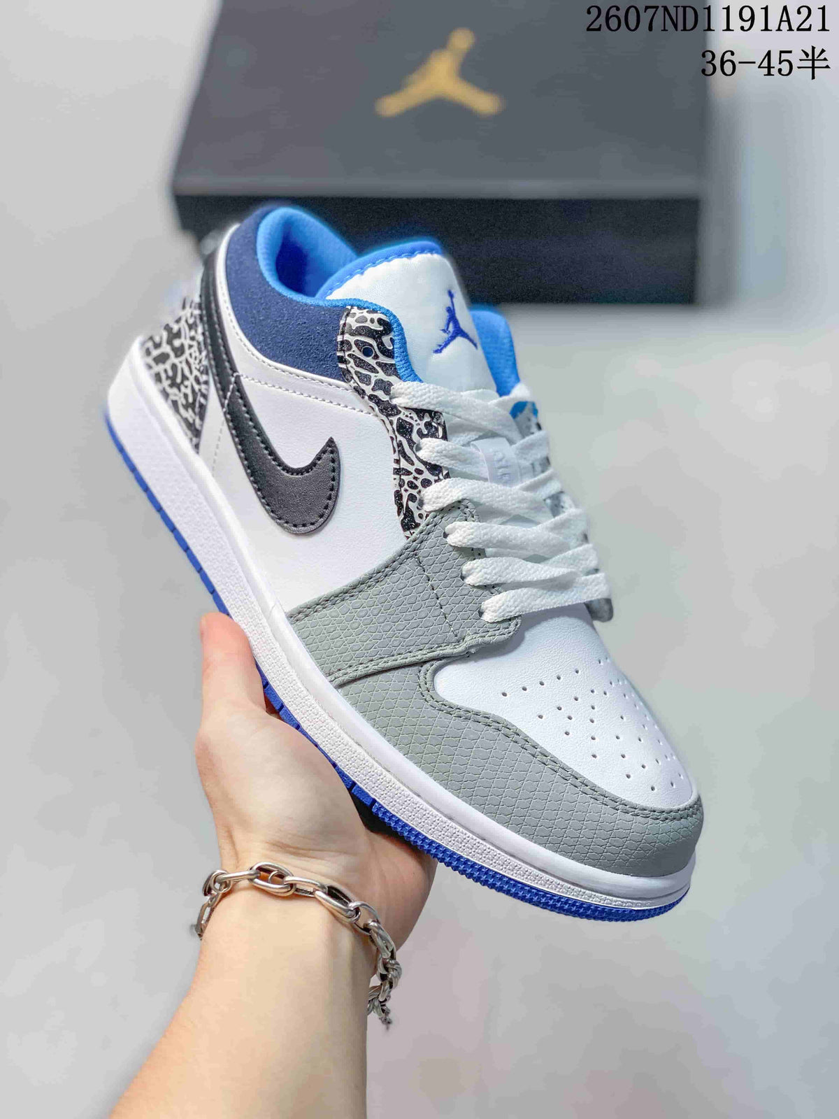 Jordan Air Jordan 1 Low White Grey Blue Elephant Print