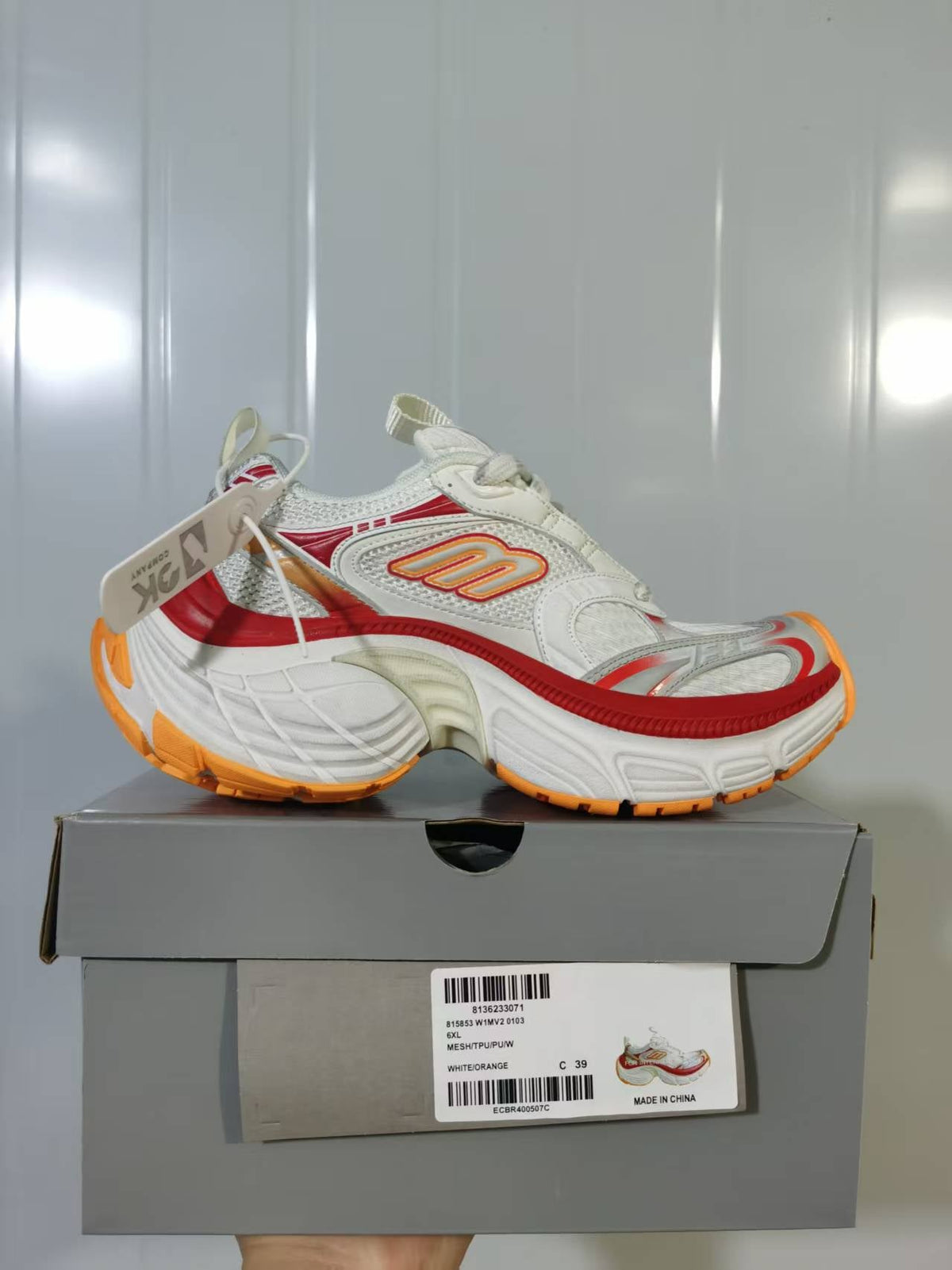 Skechers 0103 White Orange Casual Sneakers