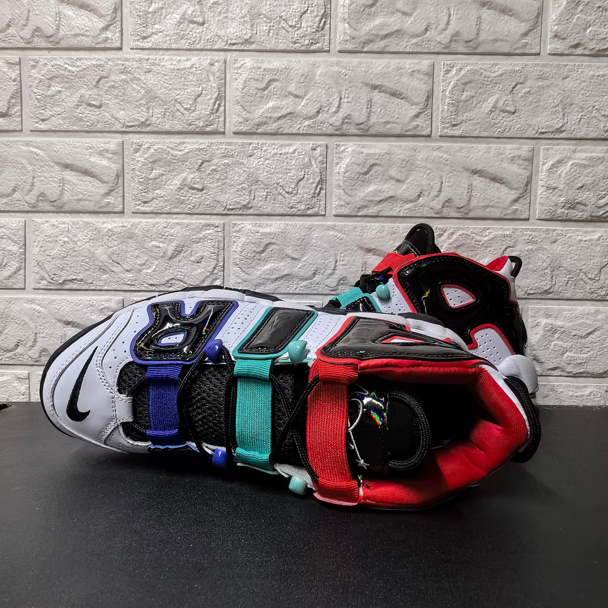 Nike Air More Uptempo Sneakers White Black Red Aqua