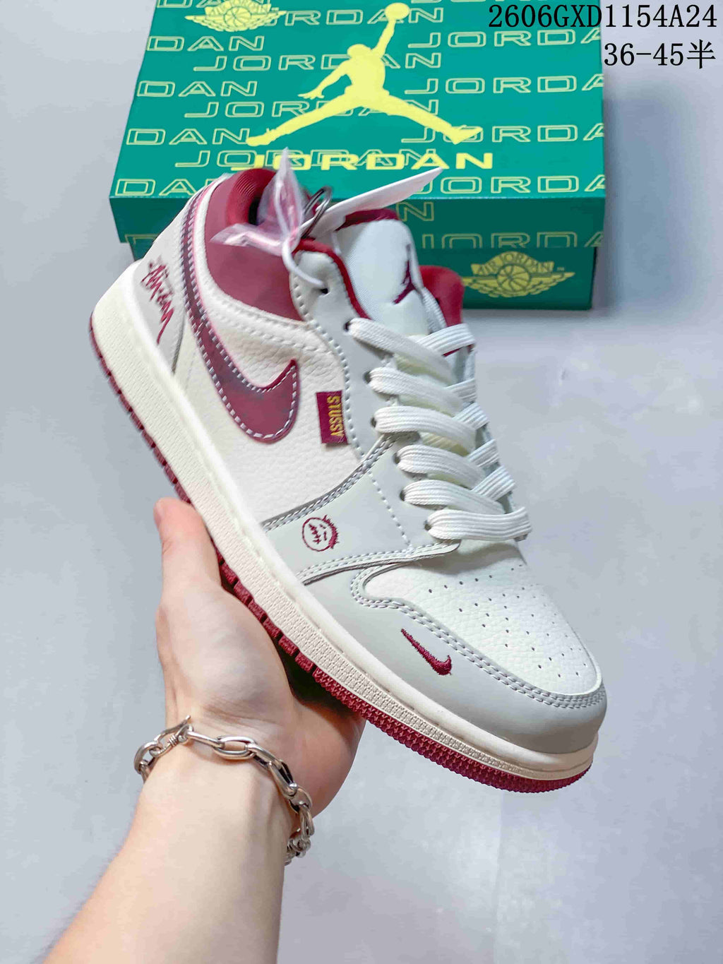 Air Jordan 1 Low Burgundy Graffiti Sneakers