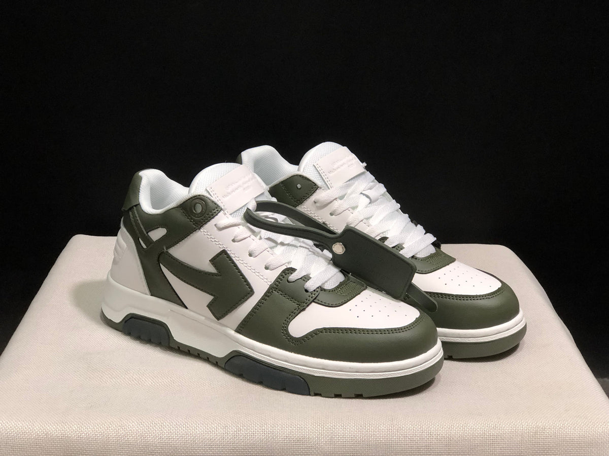OFF-WHITE Out Of Office Low-Top Sneakers White Olive