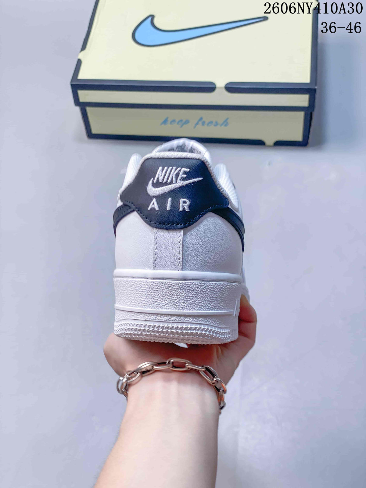 Nike Air Force 1 '07 Low White and Navy Sneakers