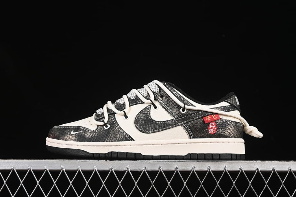 Nike SB Dunk Low Year of the Snake Black and Cream Sneakers