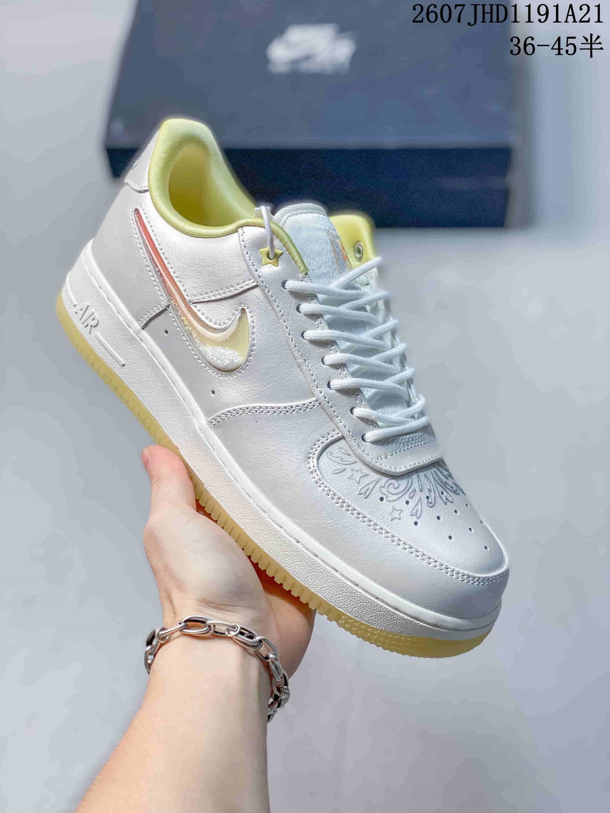 Nike Air Force 1 Egg or Duck Sneakers White Silver Yellow