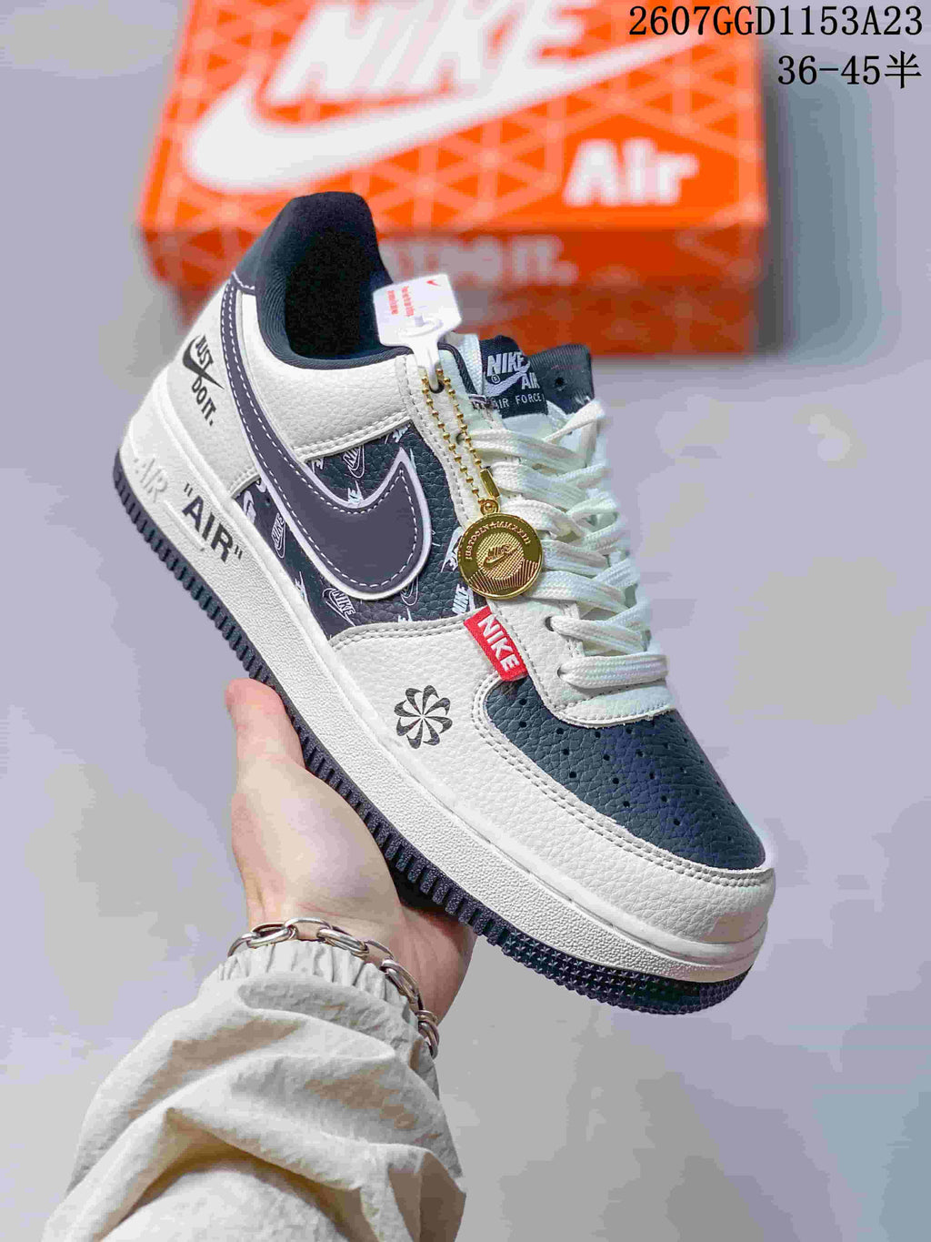 Nike Air Force 1 '07 Low White Navy Sneakers 2607GGD1153A23