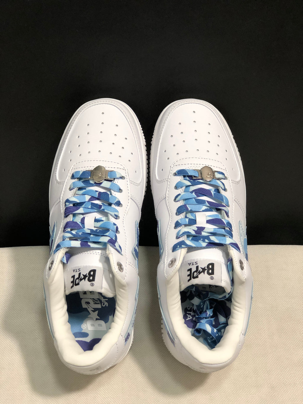 BAPE STA Low-Top Sneakers White Blue Camouflage