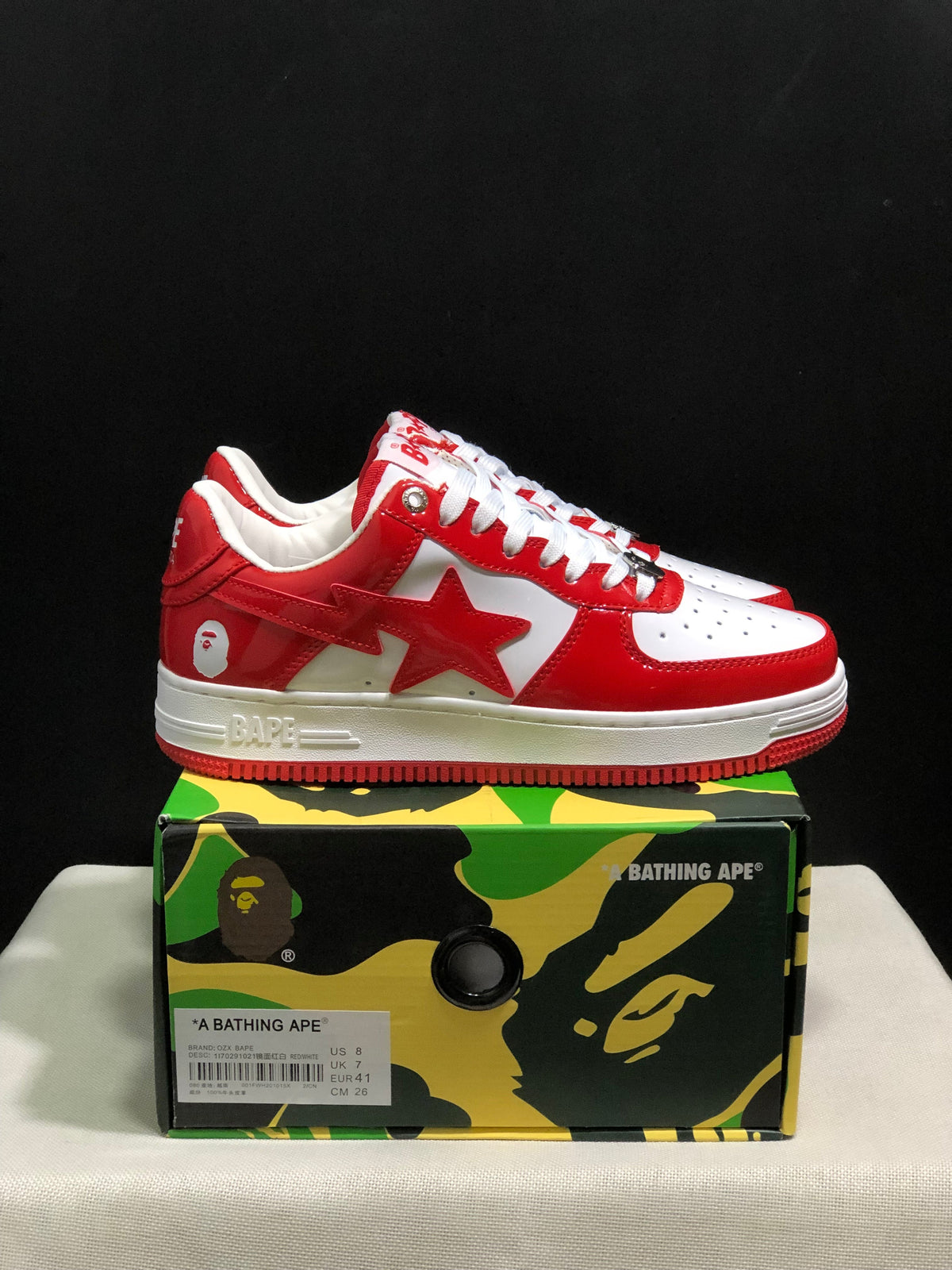 BAPE STA Low-Top Sneakers Red and White