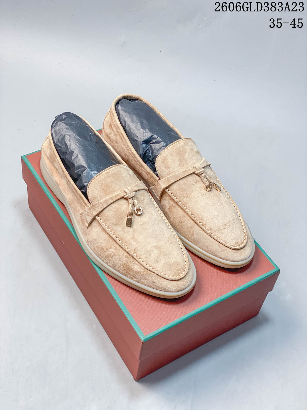 Loro Piana Suede Lock-Detail Loafers in Beige
