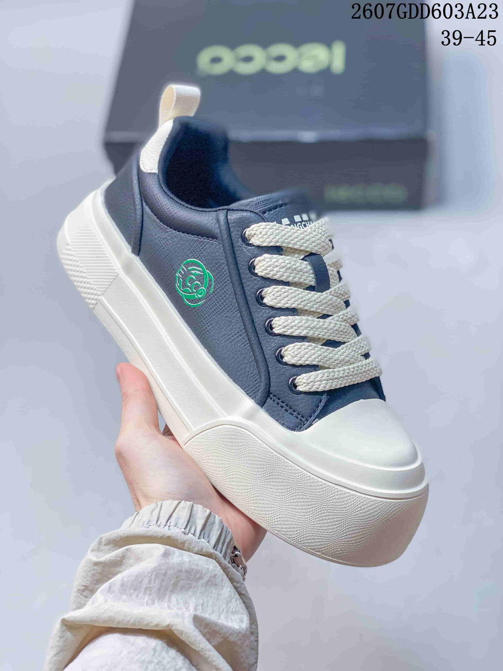 ECCO Navy and White Casual Sneakers 2607GDD603A23