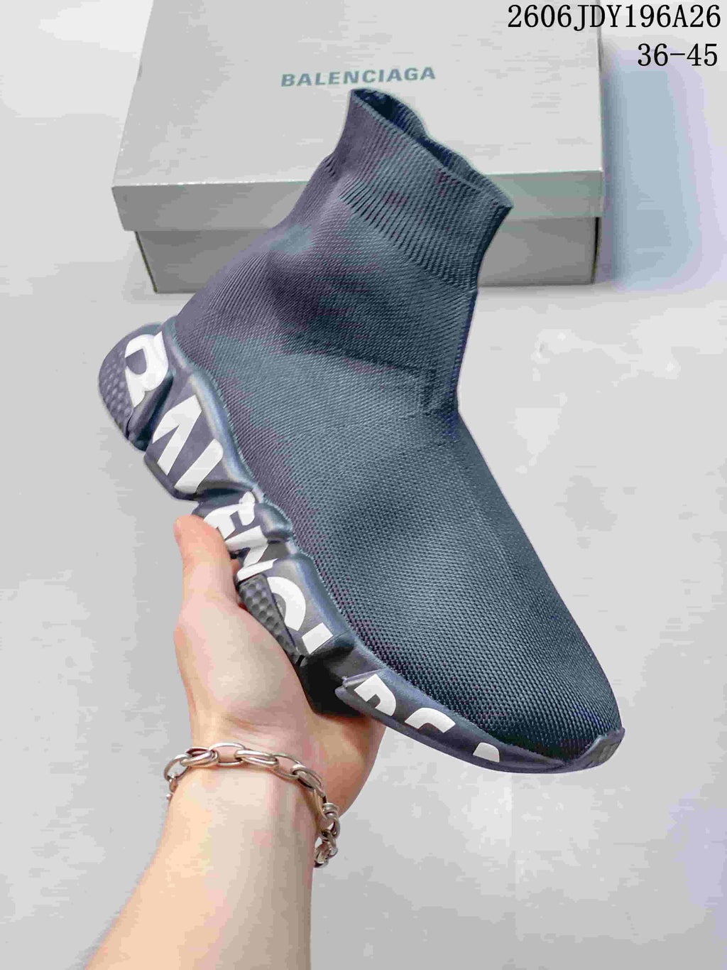 Balenciaga Speed-Style Sock Sneakers in Dark Gray