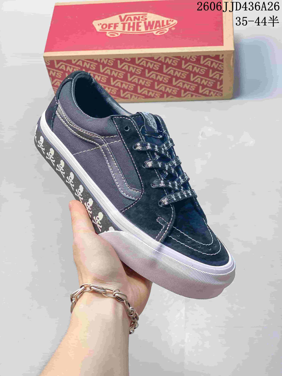 Vans SK8-Low Black White Skull Low-Top Sneakers