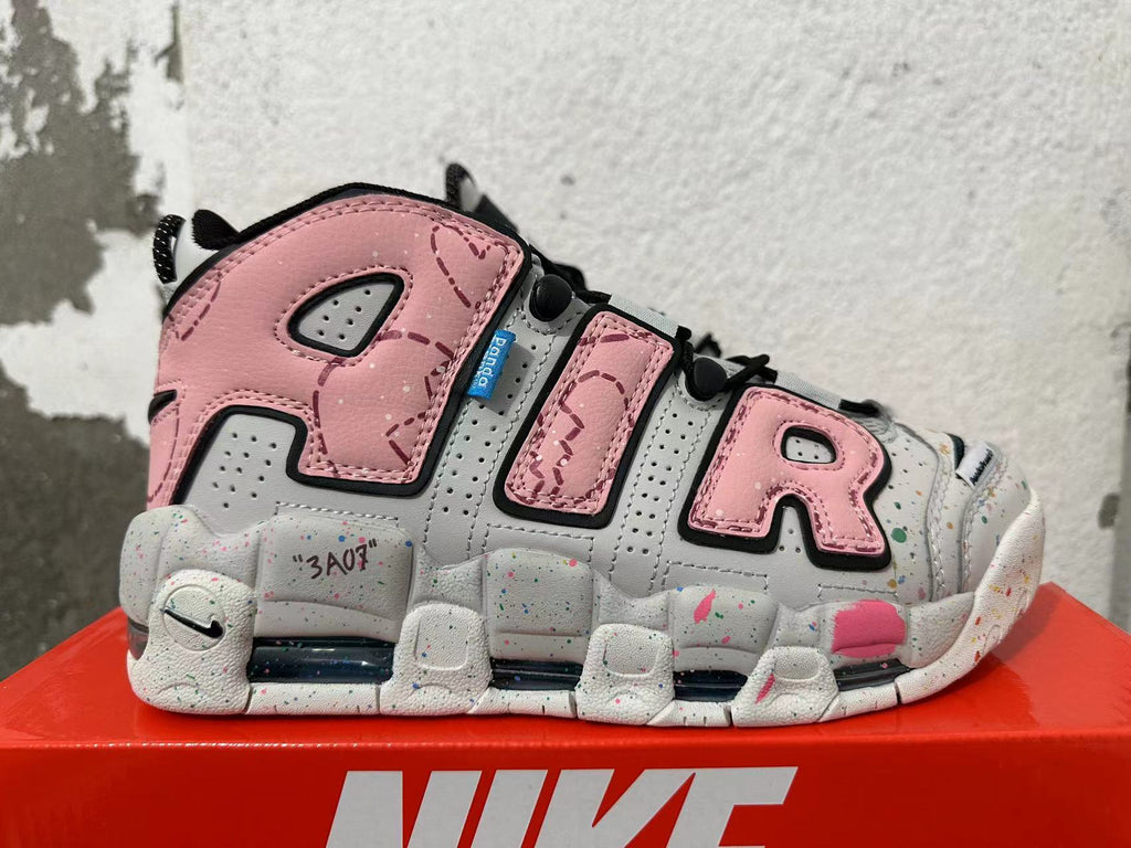 Nike Air More Uptempo Sneakers in Pink and Grey
