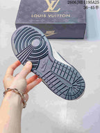 Nike Dunk Low Louis Vuitton Print-Panel Sneakers, Navy and White