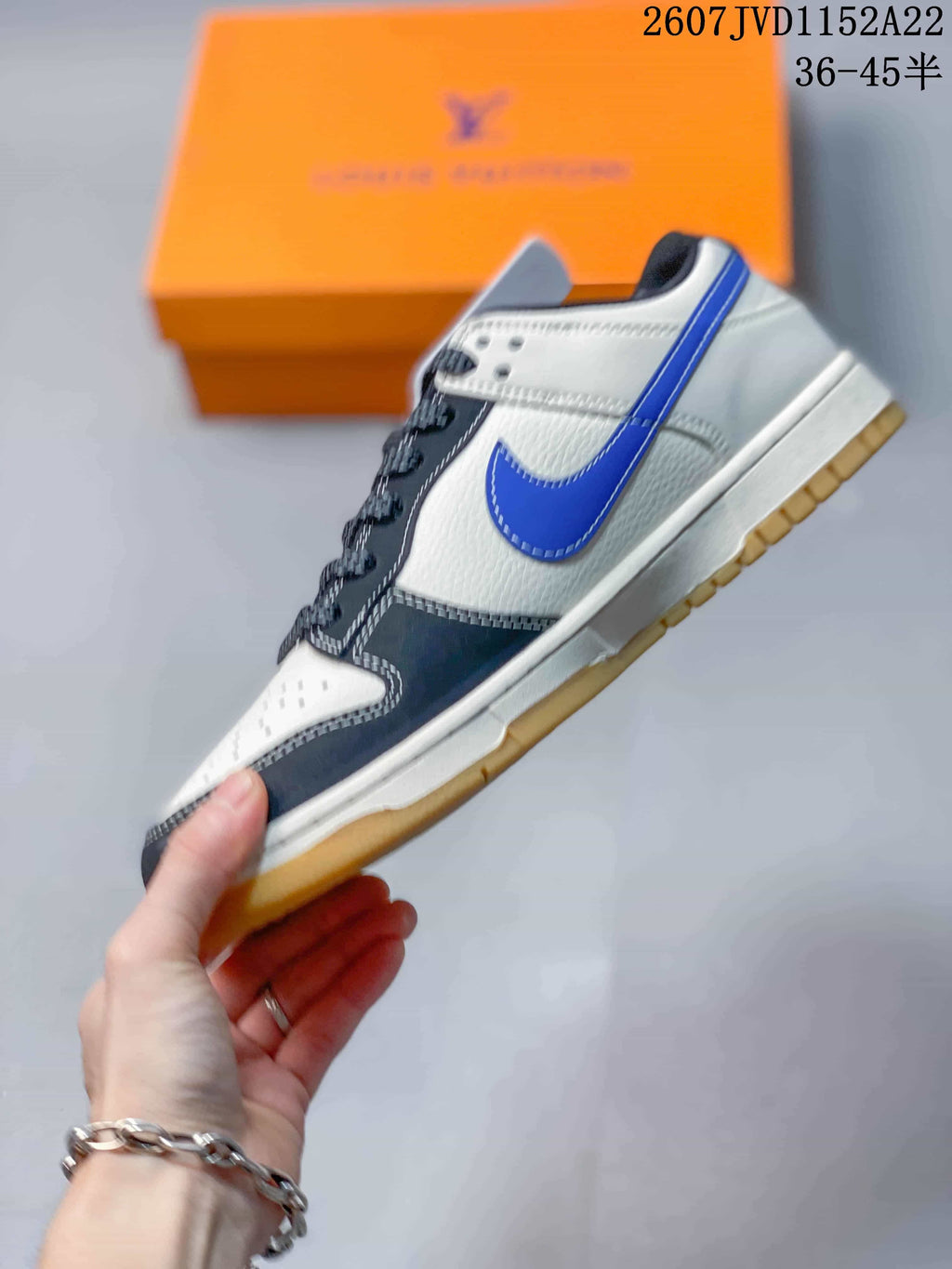 Nike Dunk Low Retro White Blue Black Gum Sneakers 2607JVD1152A22