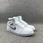 Air Jordan 1 Mid White Silver Sneakers 554724-105