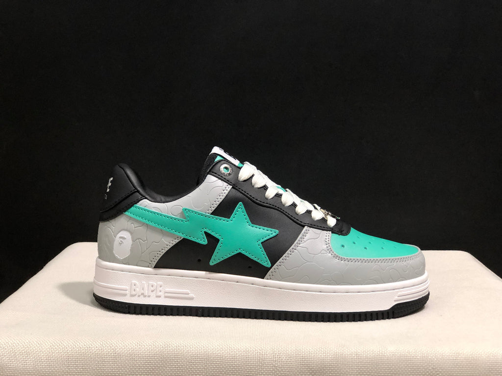 BAPE Bape Sta Low-Top Sneakers Black Grey Turquoise