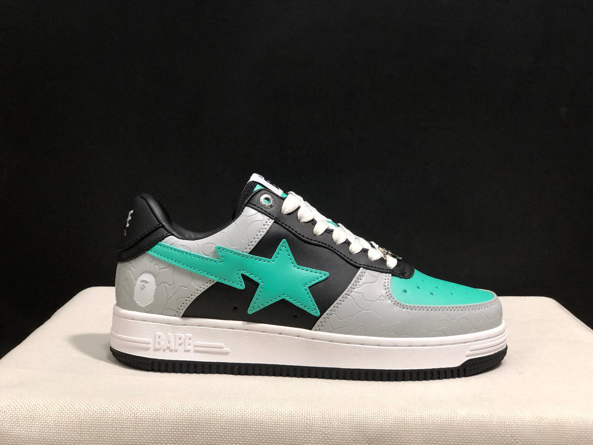 BAPE Bape Sta Low-Top Sneakers Black Grey Turquoise