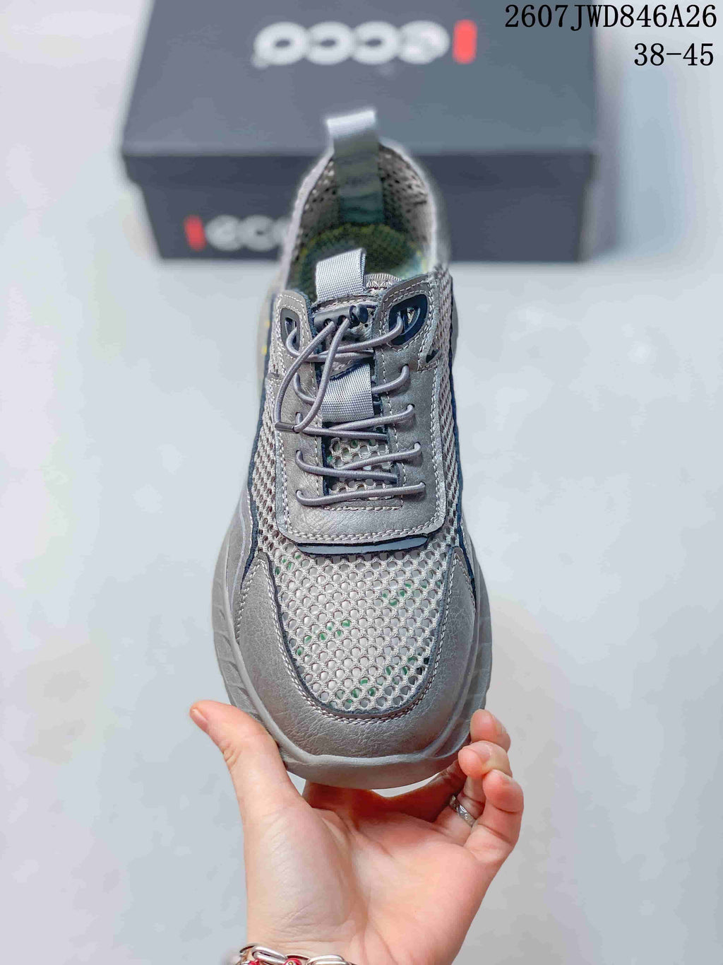 ECCO 2607JWD846A26 Men's Grey Mesh Sneakers