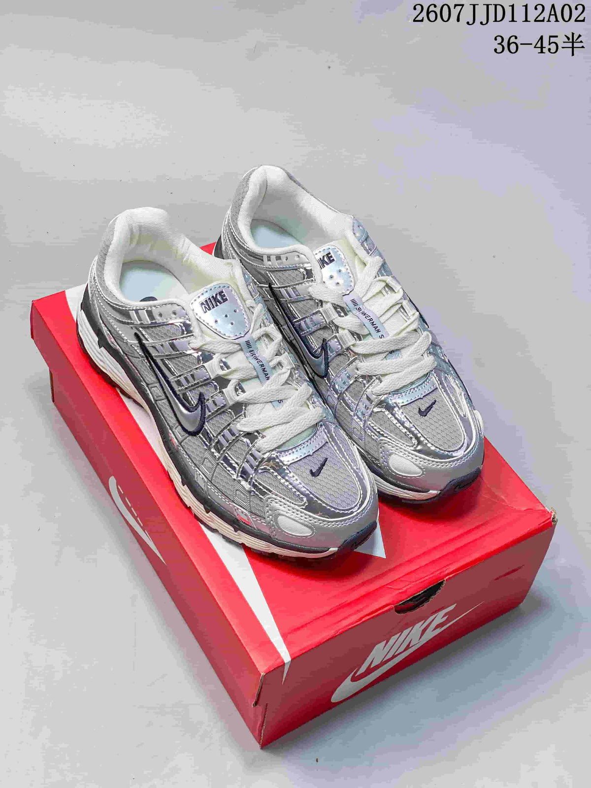 Nike P-6000 Silver Running-Style Sneakers