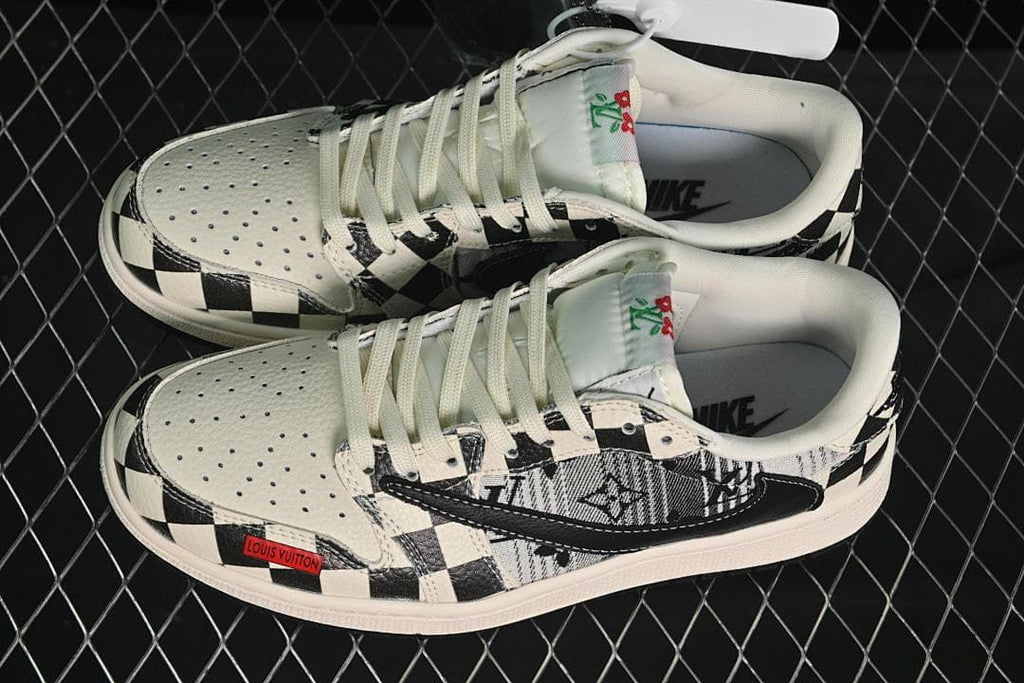 Jordan 1 Low Black and White Checkered Sneakers