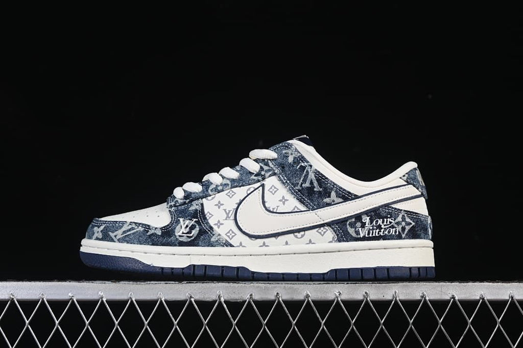 Nike SB Dunk Low White Blue Denim-Style Sneakers