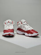 Jordan 6-3 White and Red Basketball Sneakers