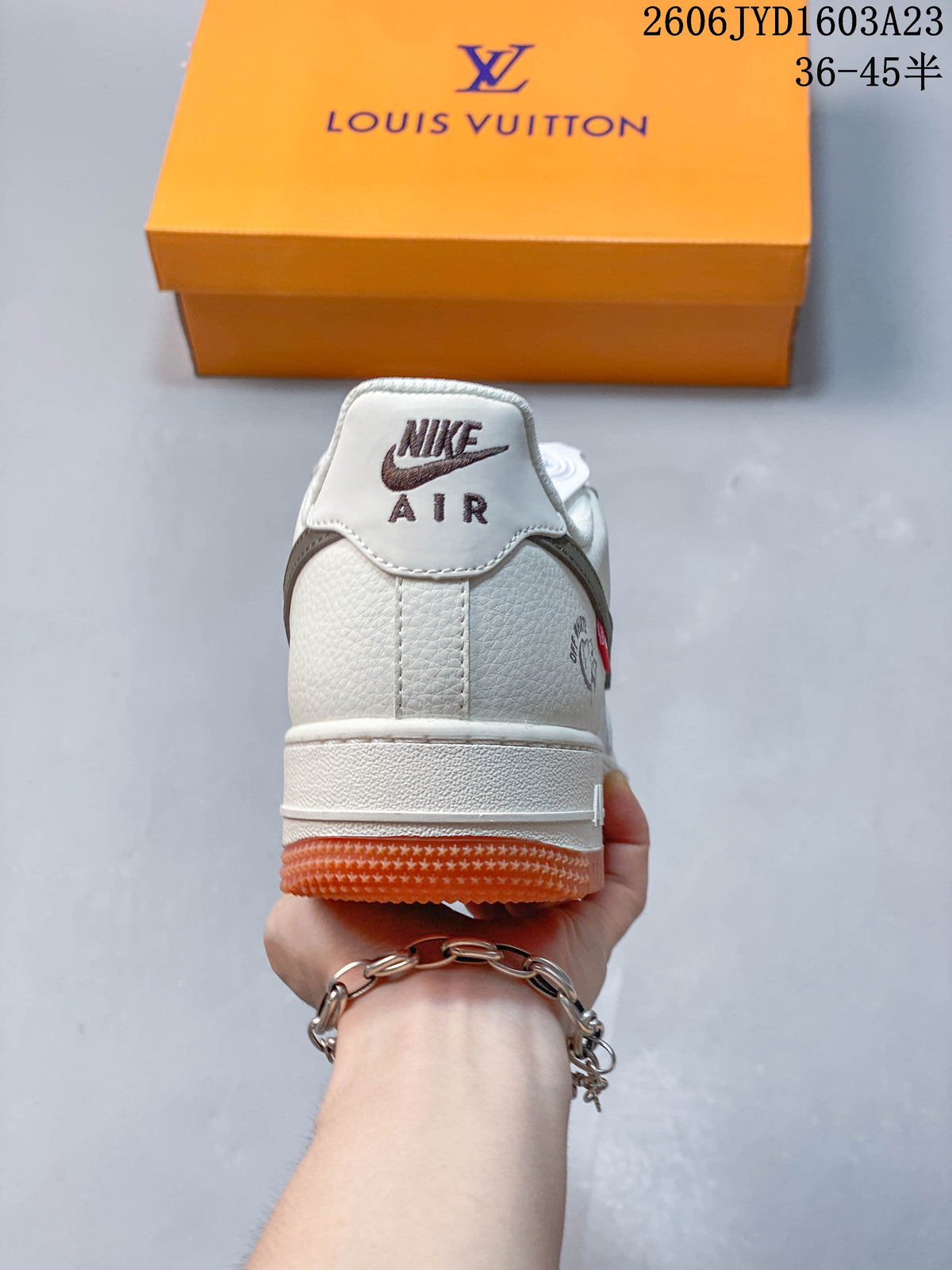 Nike Air Force 1 ’07 Low Off-White Style Sneakers, White and Gum