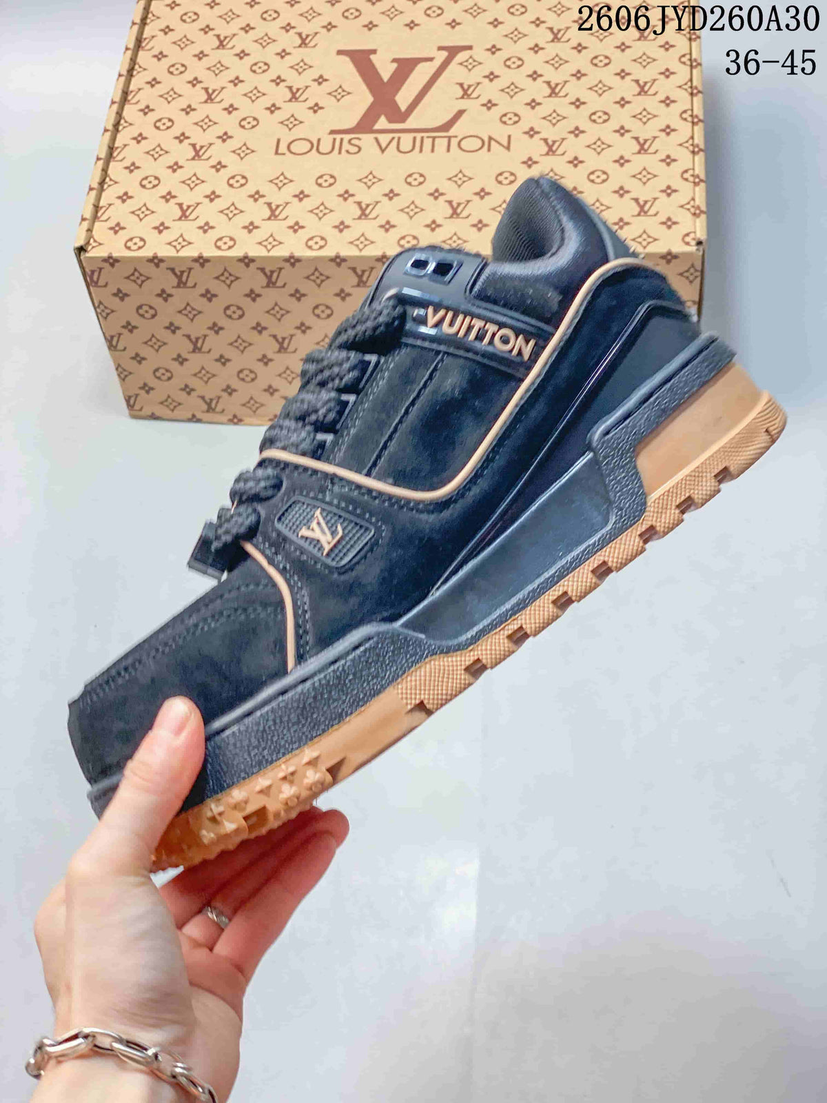 Louis Vuitton Trainer Maxi Low-Top Sneakers, Navy and Tan
