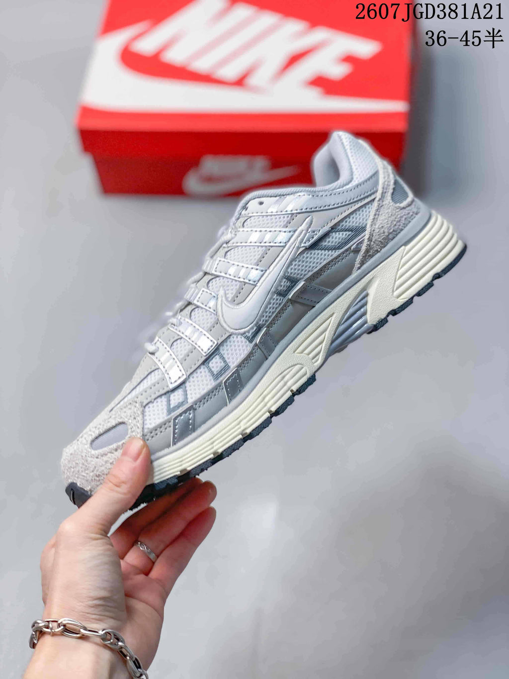 Nike P-6000 White Grey Sneakers 2607TGD381A21