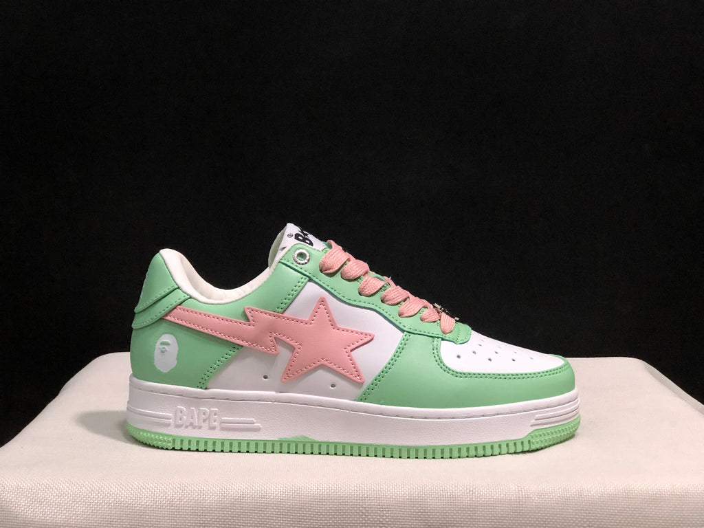 BAPE Bape Sta Low-Top Sneakers Mint Green and Pink